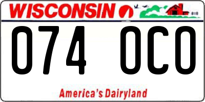 WI license plate 074OCO