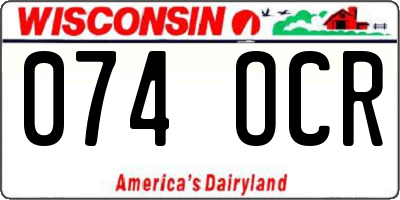 WI license plate 074OCR