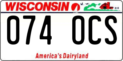 WI license plate 074OCS