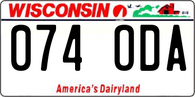 WI license plate 074ODA