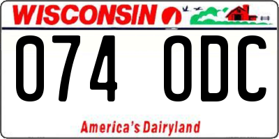 WI license plate 074ODC