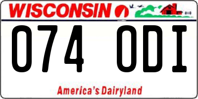 WI license plate 074ODI