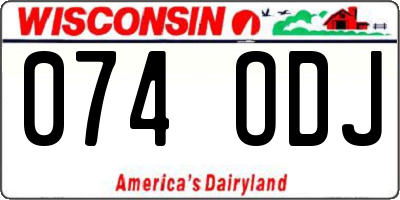 WI license plate 074ODJ