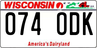 WI license plate 074ODK