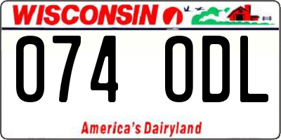 WI license plate 074ODL