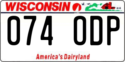 WI license plate 074ODP