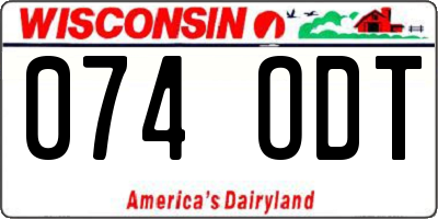 WI license plate 074ODT