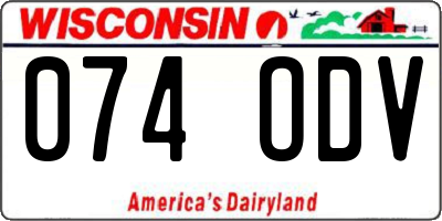 WI license plate 074ODV