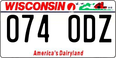 WI license plate 074ODZ