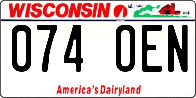 WI license plate 074OEN