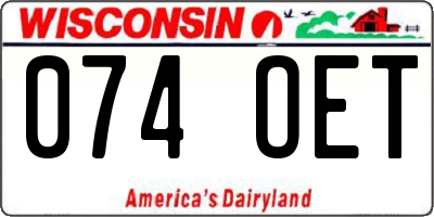 WI license plate 074OET