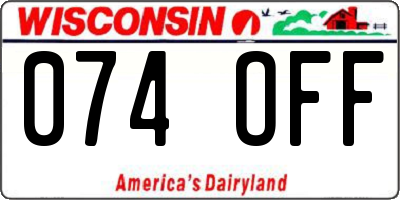 WI license plate 074OFF