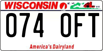 WI license plate 074OFT