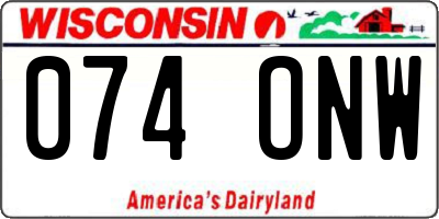 WI license plate 074ONW