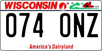 WI license plate 074ONZ