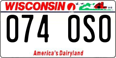 WI license plate 074OSO