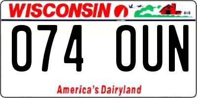 WI license plate 074OUN