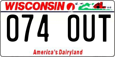 WI license plate 074OUT