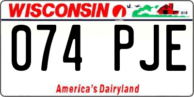 WI license plate 074PJE