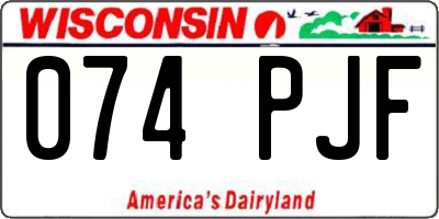 WI license plate 074PJF