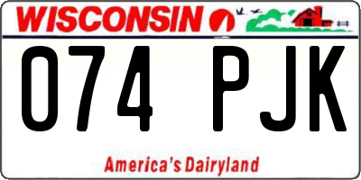 WI license plate 074PJK