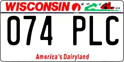 WI license plate 074PLC