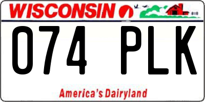 WI license plate 074PLK