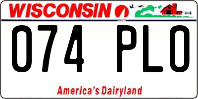 WI license plate 074PLO