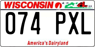 WI license plate 074PXL