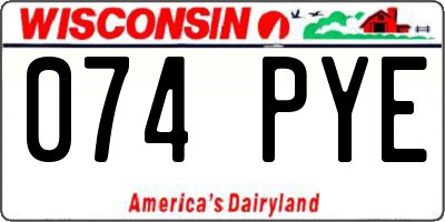 WI license plate 074PYE