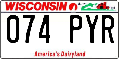WI license plate 074PYR