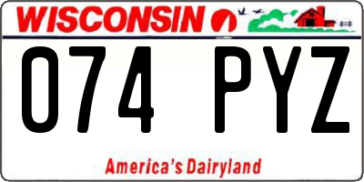 WI license plate 074PYZ