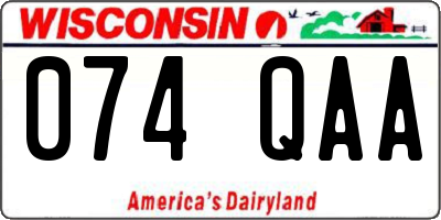 WI license plate 074QAA