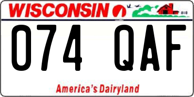 WI license plate 074QAF