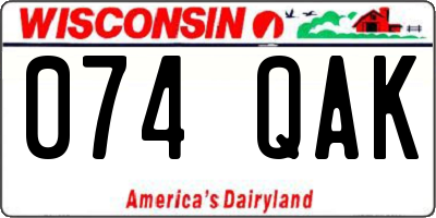 WI license plate 074QAK