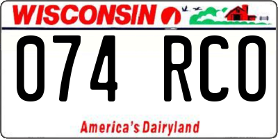 WI license plate 074RCO