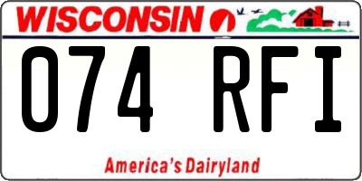 WI license plate 074RFI