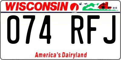 WI license plate 074RFJ
