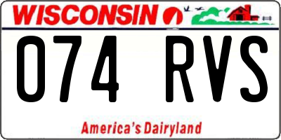 WI license plate 074RVS