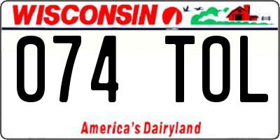 WI license plate 074TOL