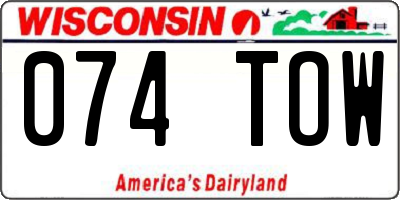 WI license plate 074TOW