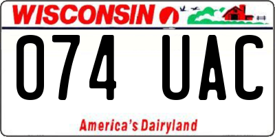 WI license plate 074UAC