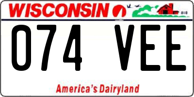 WI license plate 074VEE