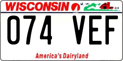 WI license plate 074VEF