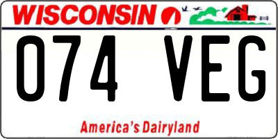 WI license plate 074VEG