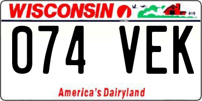 WI license plate 074VEK