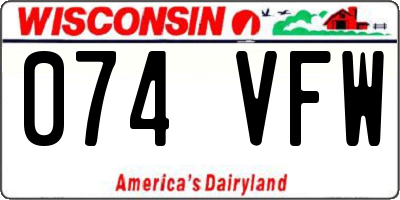WI license plate 074VFW
