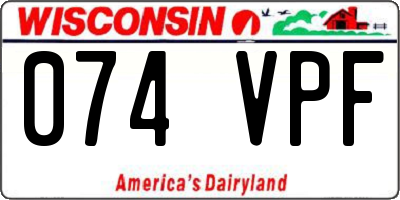 WI license plate 074VPF