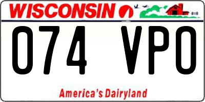 WI license plate 074VPO