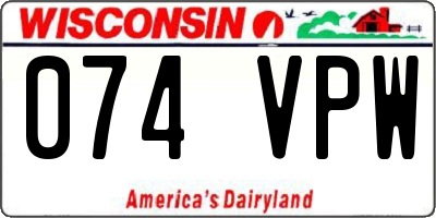WI license plate 074VPW